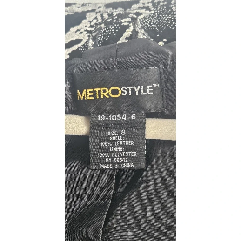 METROSTYLE silver metallic animal print leather jacket full‎ zip SZ 8